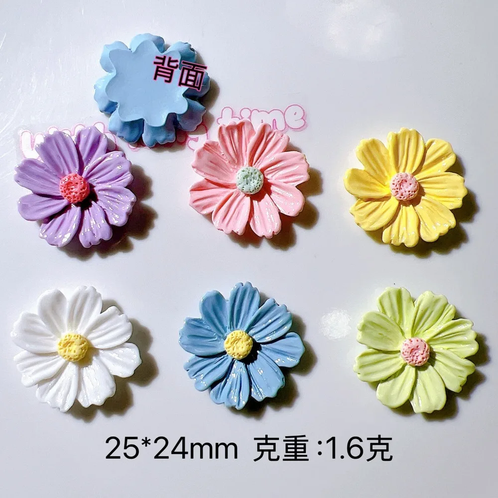 10pcs Mini Kawaii Cute Daisy Flower Flat Back Cabochons Scrapbook Diy  Party Hairpin Accessories Home Decoration Craft