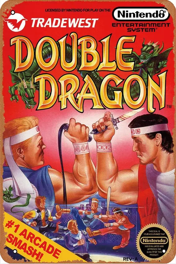 double dragon nes Iconic Retrogaming Tin Painting Tin Sign Metal Sign Vintage Metal Poster Cafes Office Game Club bar Home Wall