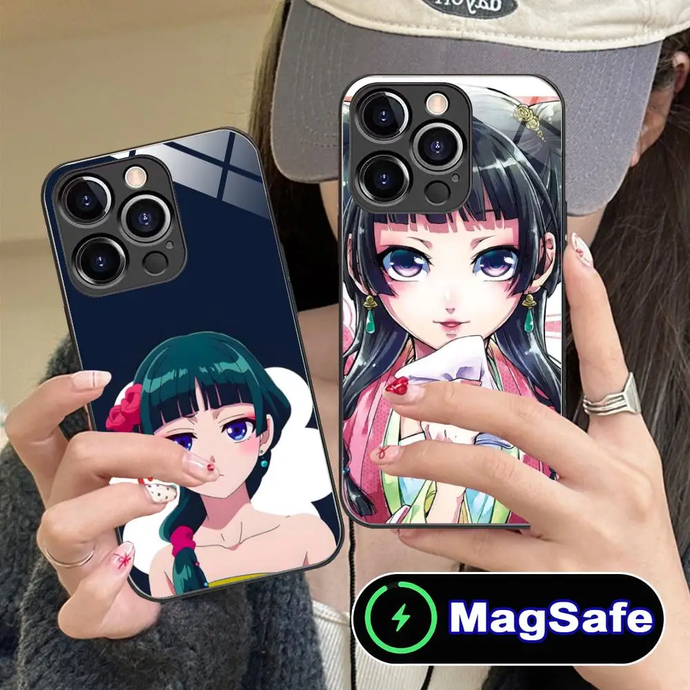 일기장 쿠수리야 마오마오 아이폰 16 15 14 13 12 11 프로 맥스 플러스 미니용 마그세이프 글라스 컬러 보호 케이스 예쁜 럭셔리