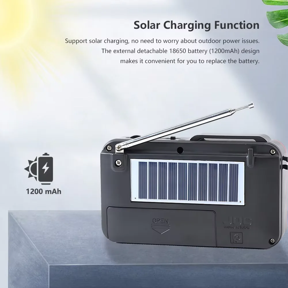 Rechargeable Portable FM Radio Mini Solar Bluetooth Wireless Speaker Support USB TF Card MP3 Music Player with FM Radio Receiver