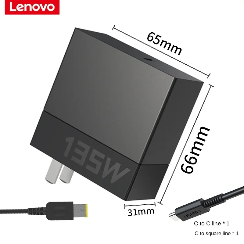 Imagem -02 - Lenovo-carregador Adaptativo Compatível com Vários Dispositivos tipo c Adaptador de Alimentação Galaxy Nitride Laptop pd Carregamento Rápido Salvador C135w