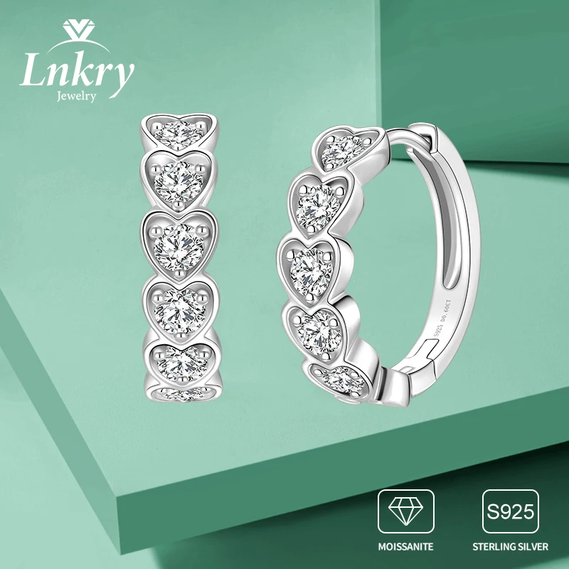 

Lnkry Exquisite Heart Shaped Huggies Earring 925 Sterling Silver 3mm Round Cut Moissanite Hoop Earrings For Women Jewelry Gift