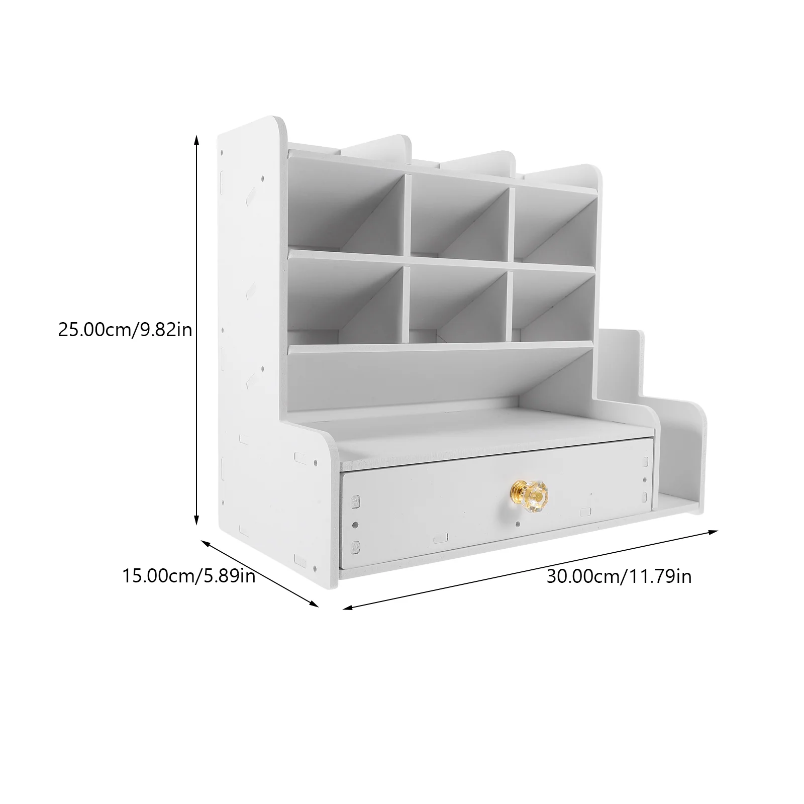 Wooden Holder Desktop Organizer With Drawer Office Compartment For School White Multi-functional DIY Child