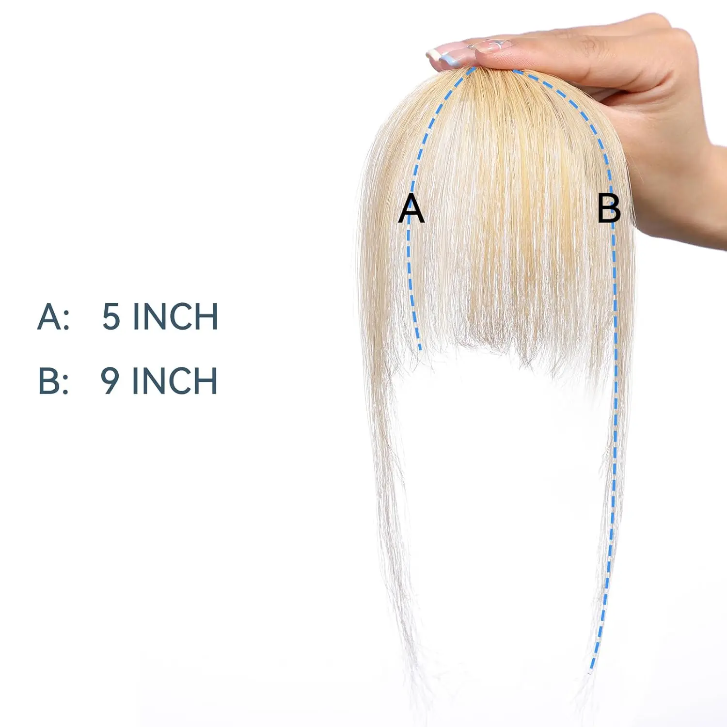 100% Human Hair Wispy Bangs Clip in Hair Extensions Light Blonde Air Bangs Fringe with Temples Hairpieces for Women Daily Use