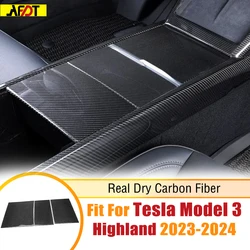 AFDT 3Pcs Carbon Fiber Center Console Panel Trim Cover For Tesla Model 3 Highland 2023 2024 Car Interior Accessories