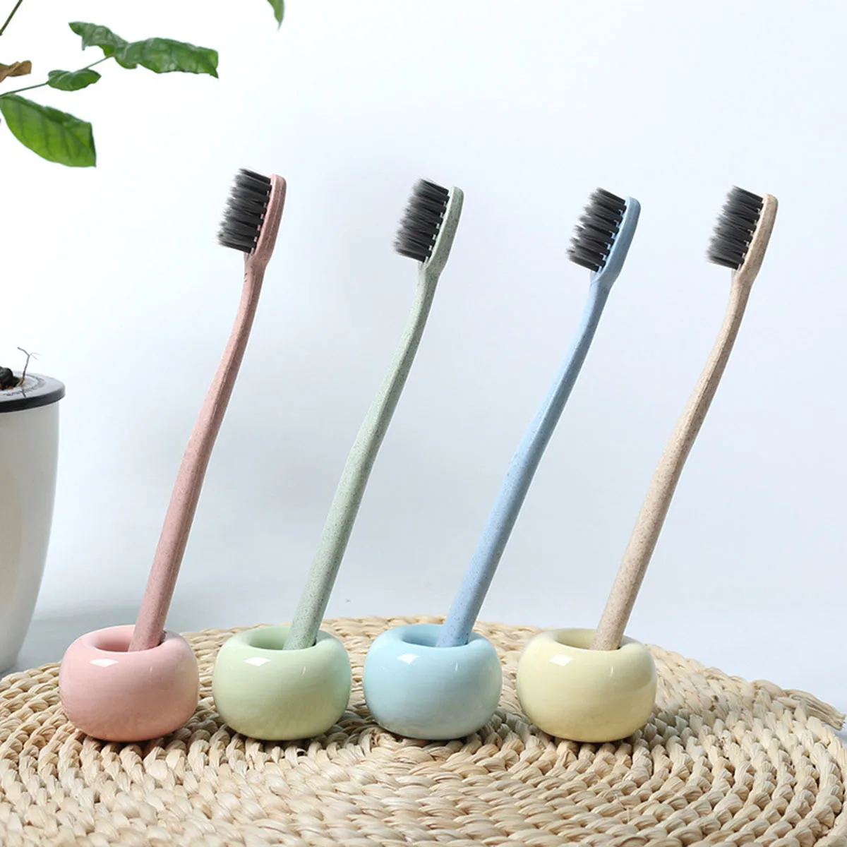 

2 Pcs Bathroom Toothbrush Holder for Countertop Holders Ceramic Vanity Storage Bathrooms