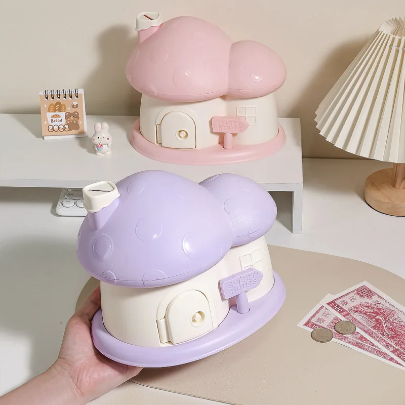 Creativity Mushroom House Piggy Bank Children Home Decor Living Room Decoration Cartoon Bank For Adults Money Box Coin Bank