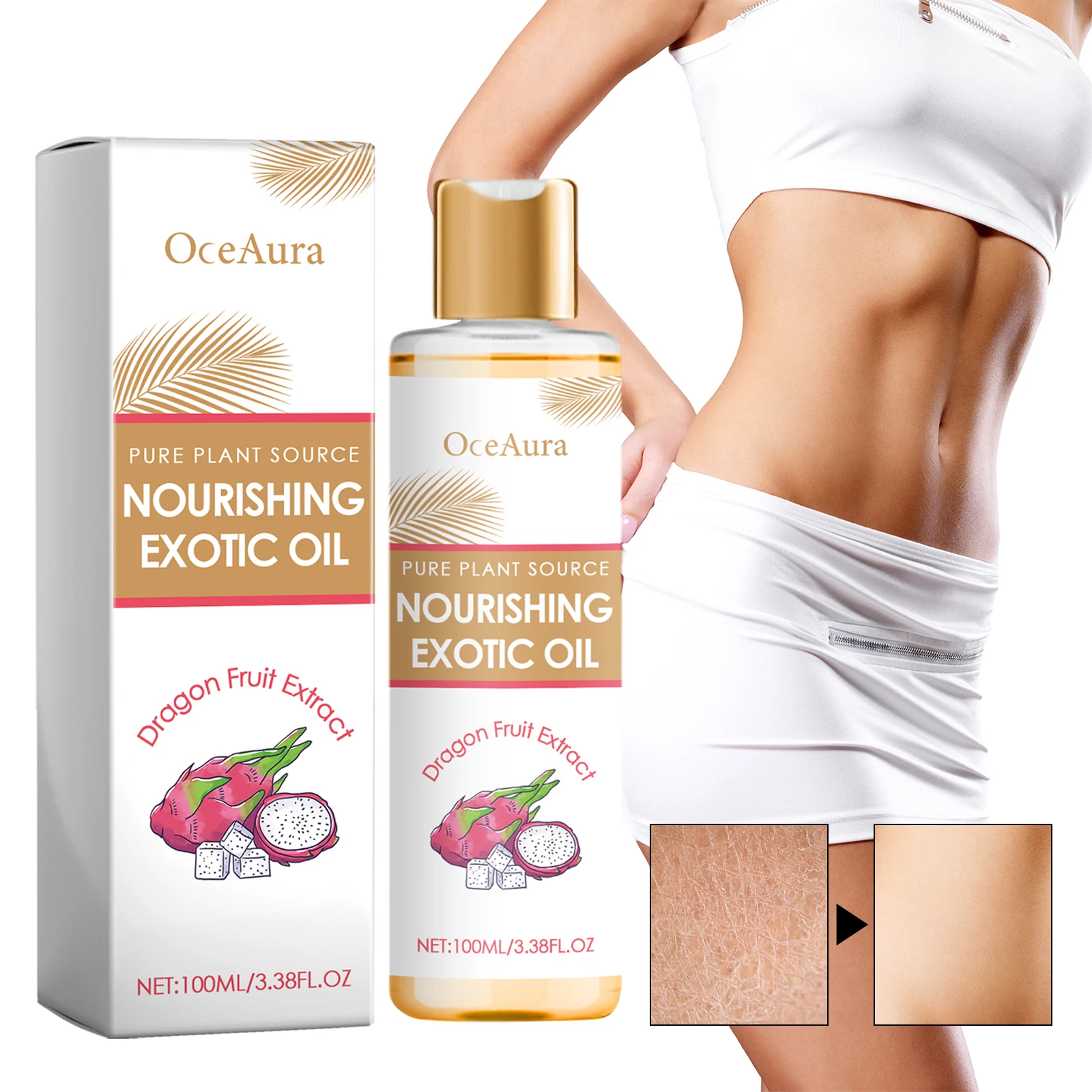 OceAura 100ml Exotic Nourishing Body Oil Base Oil Fractionated Coconut Oil Body Care Moisturizing Essential Oil