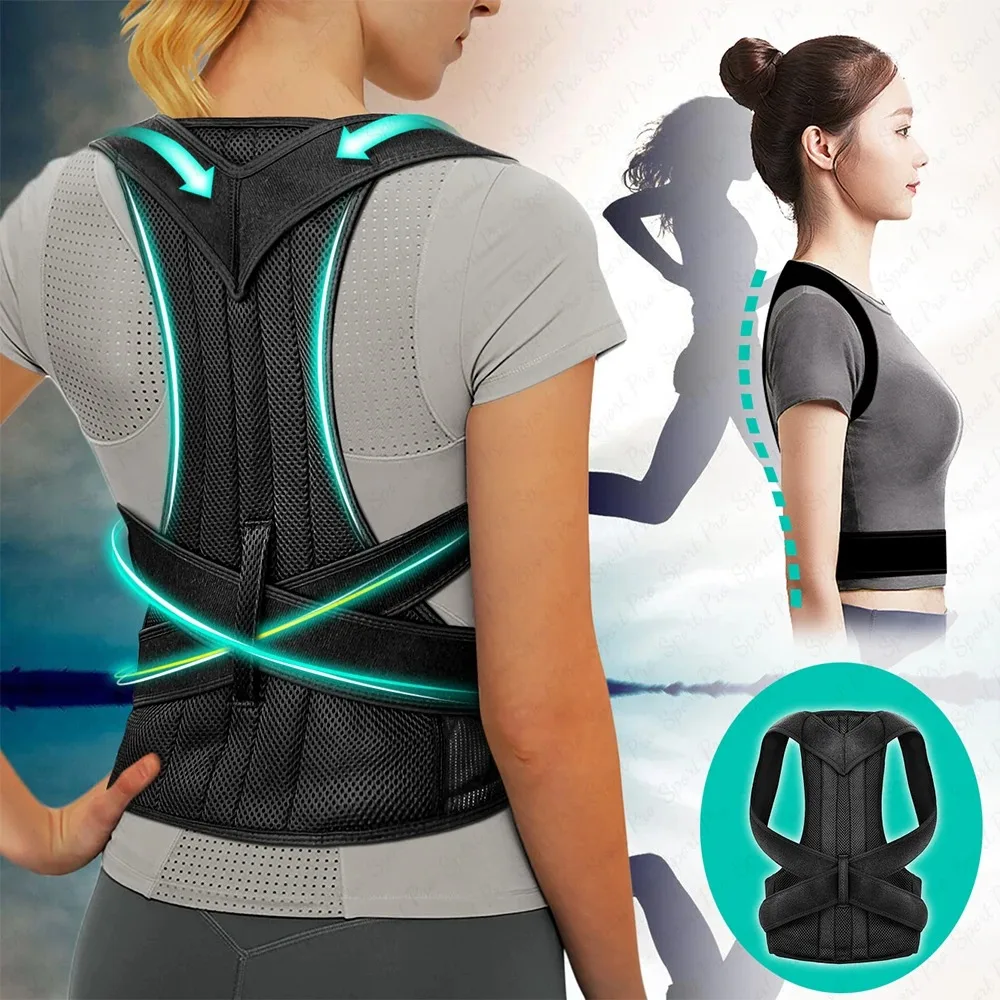 

Back Posture Corrector Anti-Hump Correction Adjustable Steel Plate Shoulder Back Lumbar Support Brace for Adult