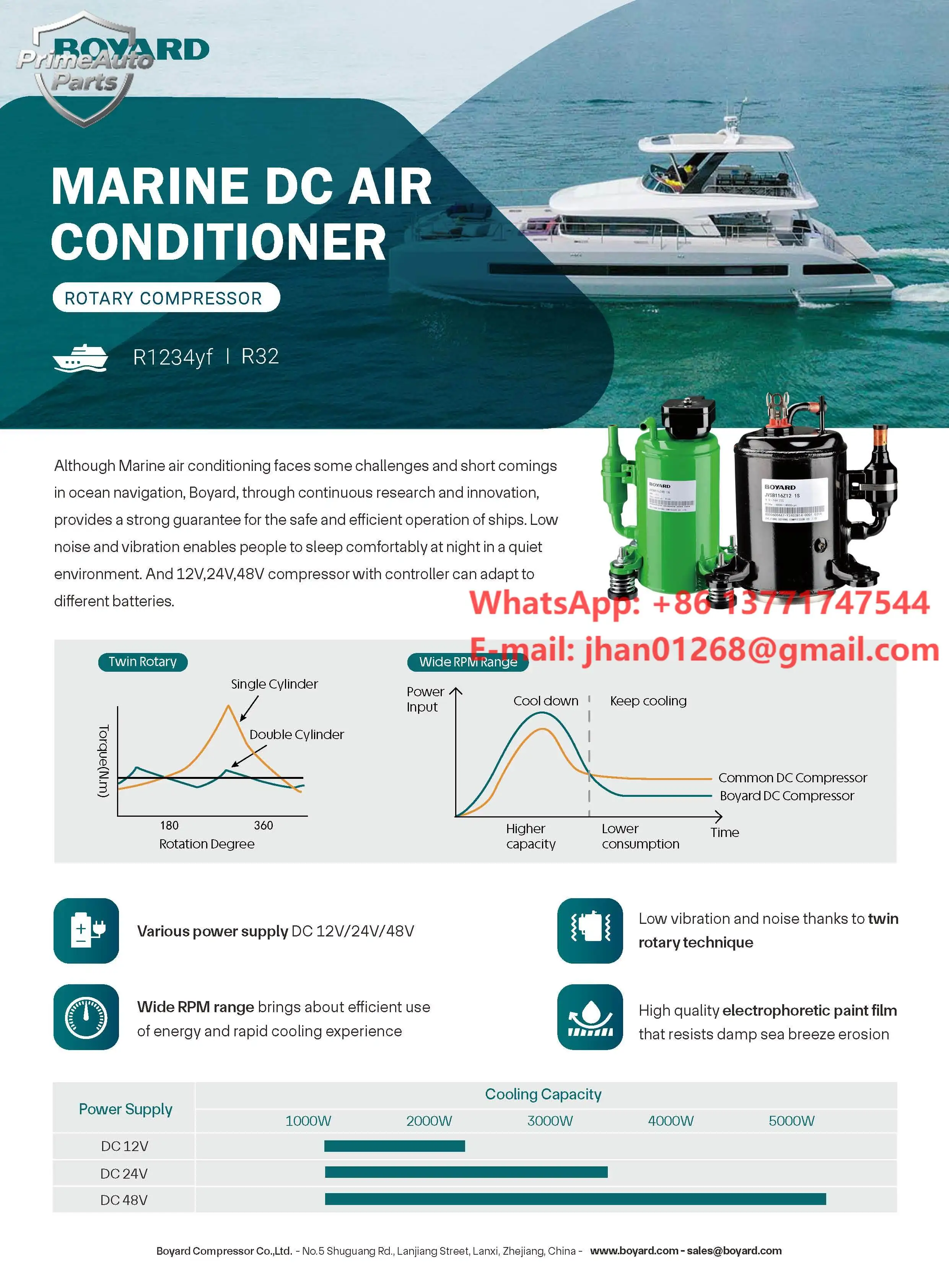 12V 24V 48V 110V 220V 230V Cooling System Cooled Chiller Marine air Conditioner for Boat