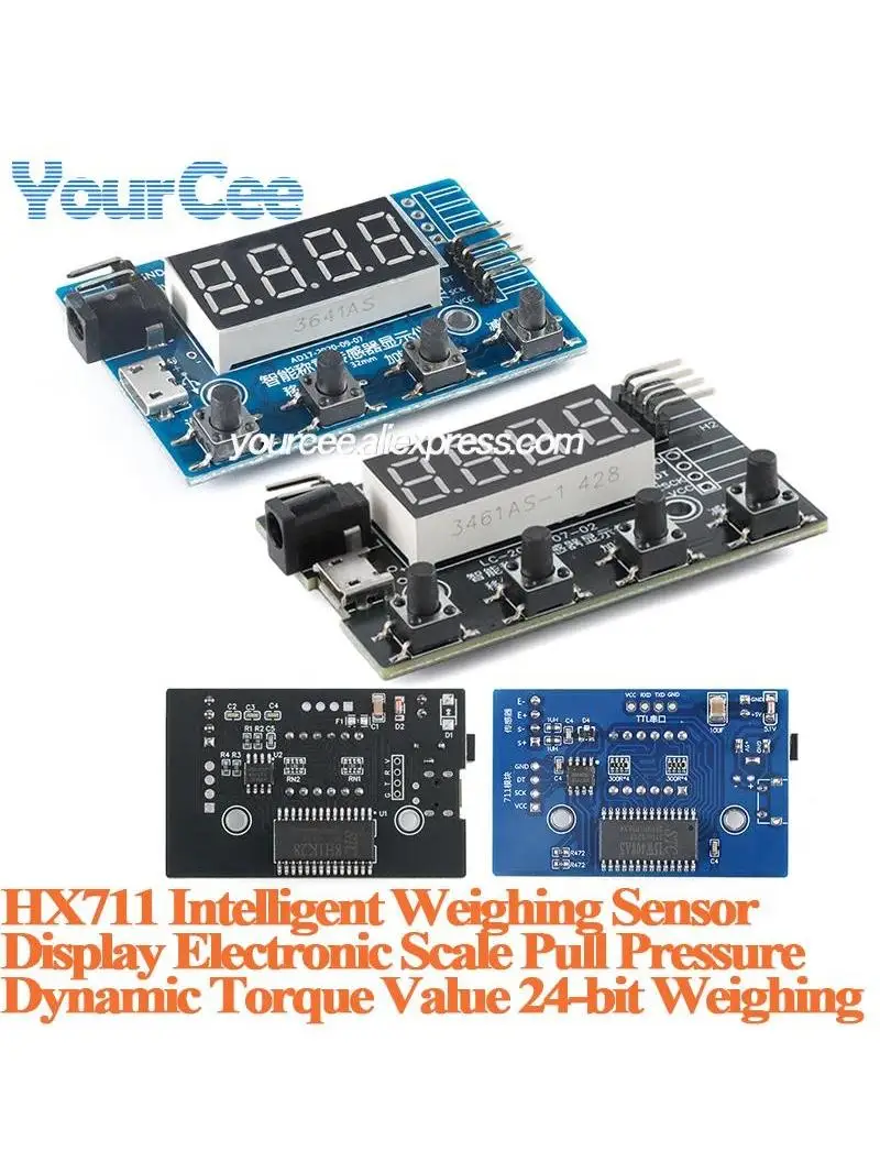 2 szt./1 szt. Moduł czujnika wagowego HX711 AD Inteligentny czujnik ciśnienia z wyświetlaczem 24-bitowy przyrząd do ważenia Waga elektroniczna 4P — zdjęcie produktu 7