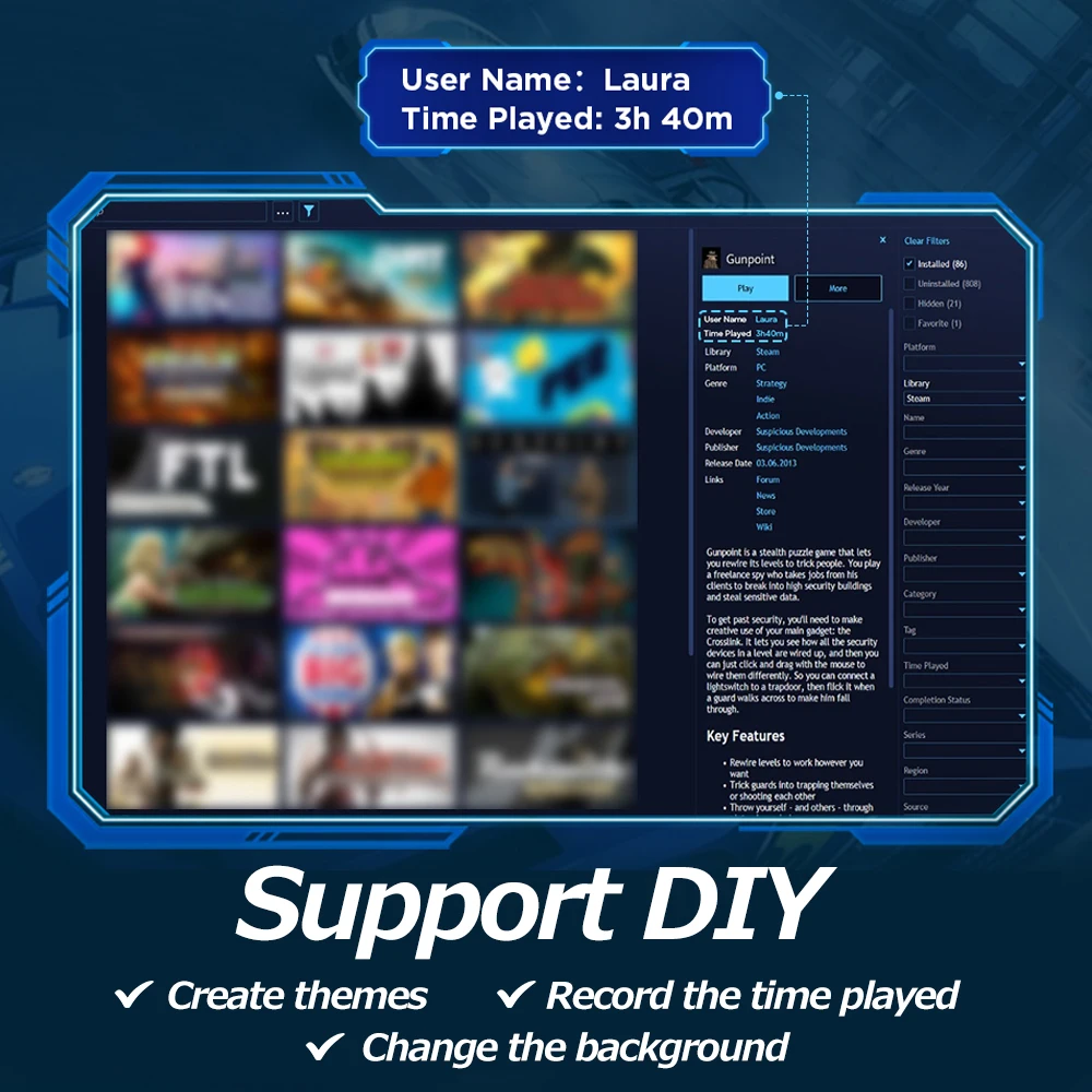 Playnite System 390+AAA Game تنزيل الموارد لـ PS4/PS3/PS2/Wii/WiiU/MAME/PSP/DC لنظام التشغيل Windows 8.1/10/11 ترقية اللعبة مجانًا