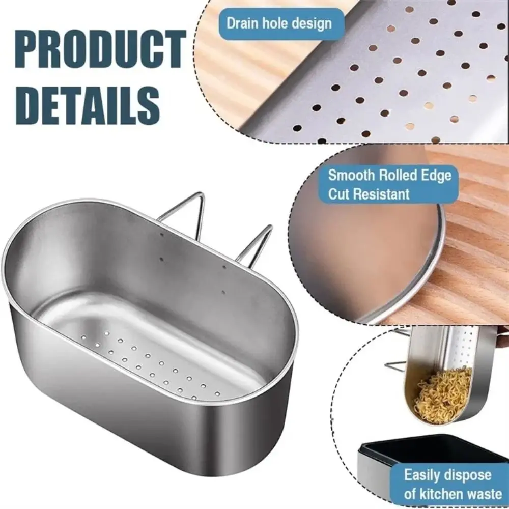 

Stainless Steel Portable Strainer Wall Hanging Space-Saving Kitchen Sink Drain Rack Time-Saving Rust-Resistant Drainage Basket