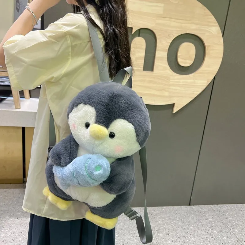 Cartoon New Soft And Cute Plush Stuffed Penguin Doll Shoulder Bag Fashion Large Penguin Plush Backpack Kids Birthday Gifts