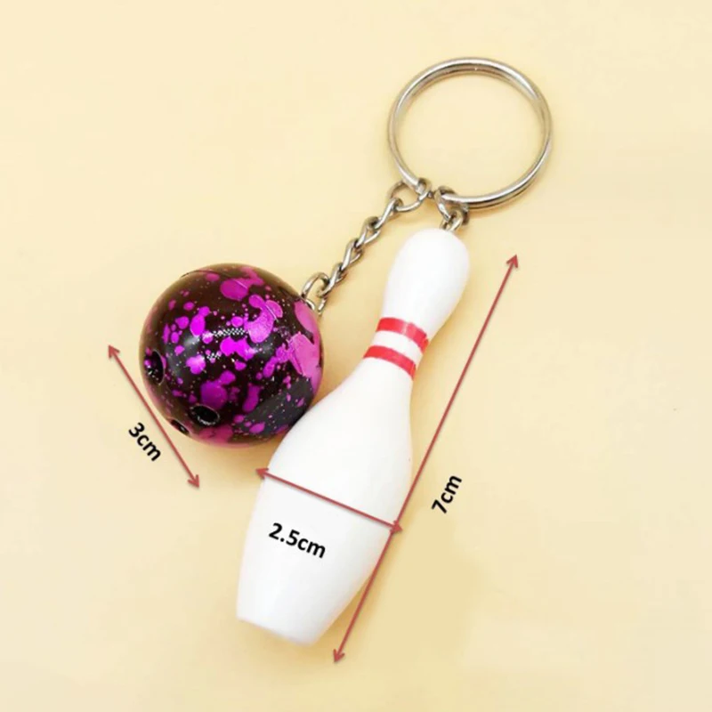 Car Key Chain Bowling Mini Ball Shape Key Ring Holder Commemorate Sports Keyring Pendant Man Women Gift For Sports