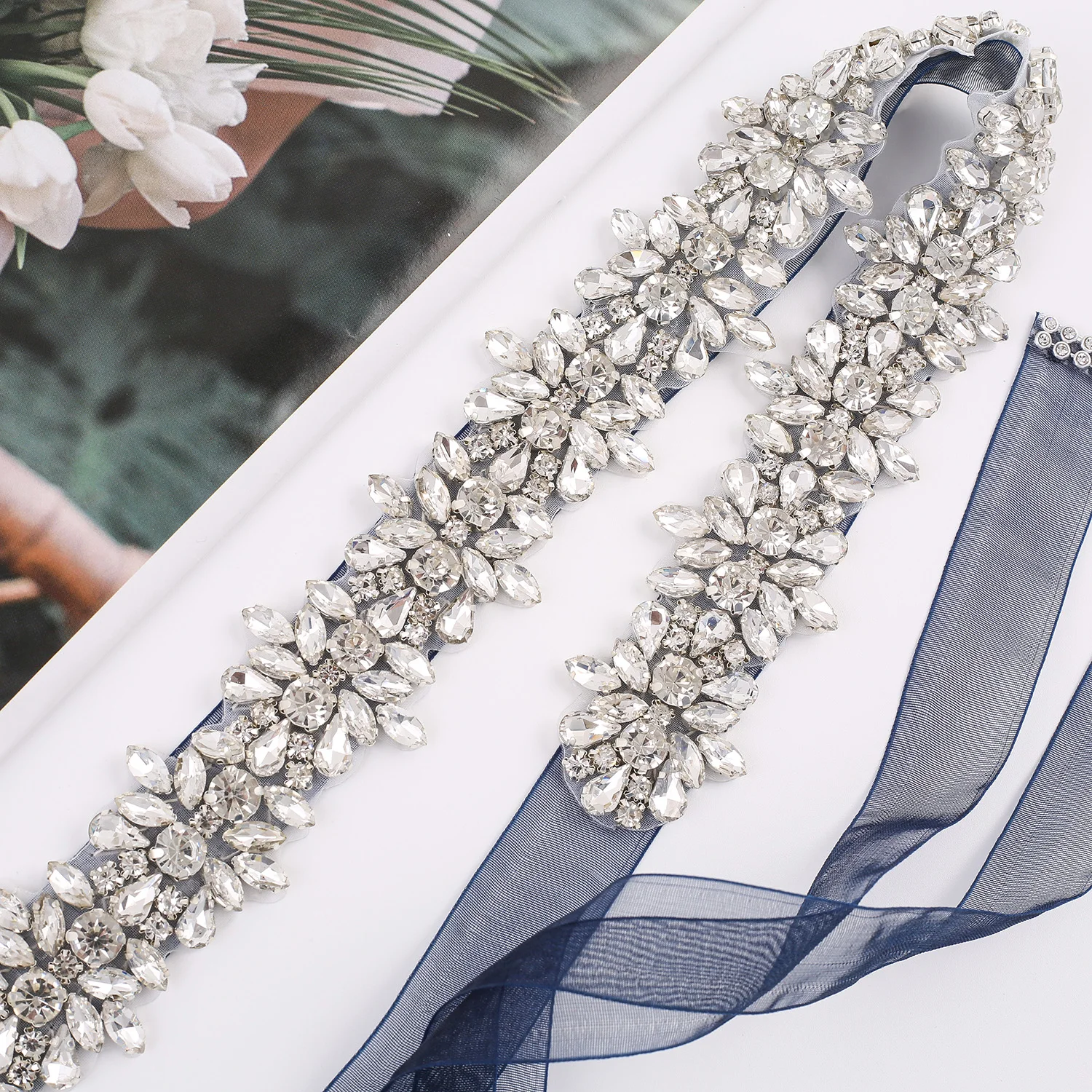 NZUK  Silver Crystal Pearls Bridal Belt Wedding Dress Belt Handmade Rhinestones bridesmaid Sash For Wedding Party Dress