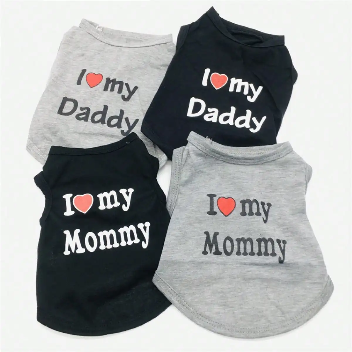 Colete para cachorro, camiseta para cachorrinho "I Love My Daddy", colete sem mangas de verão, roupas para animais de estimação