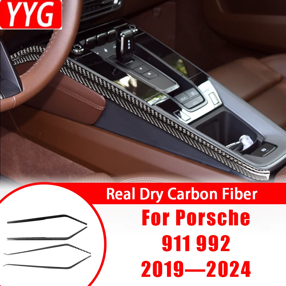 

Центральная консоль из углеродного волокна, декоративная полоса, внутренняя крышка, накладка, модифицированная наклейка, автомобильные аксессуары для Porsche 992 911 2019-2024