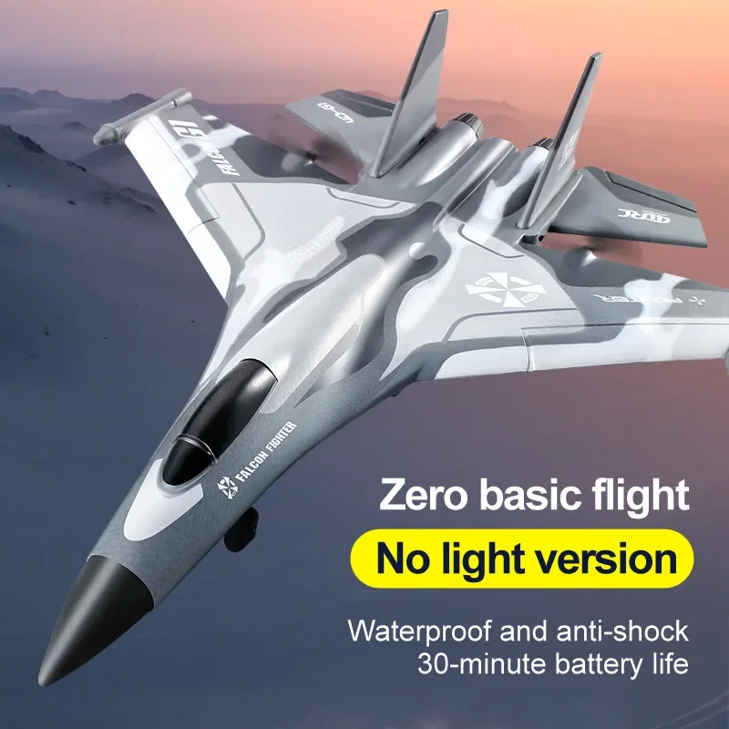 RC Plane  Su-35 Fighter Jet Toy with Lights Drop Resistant EPP Glider Fixed Wing Aircraft Entry Level Full Body Waterproof Plane