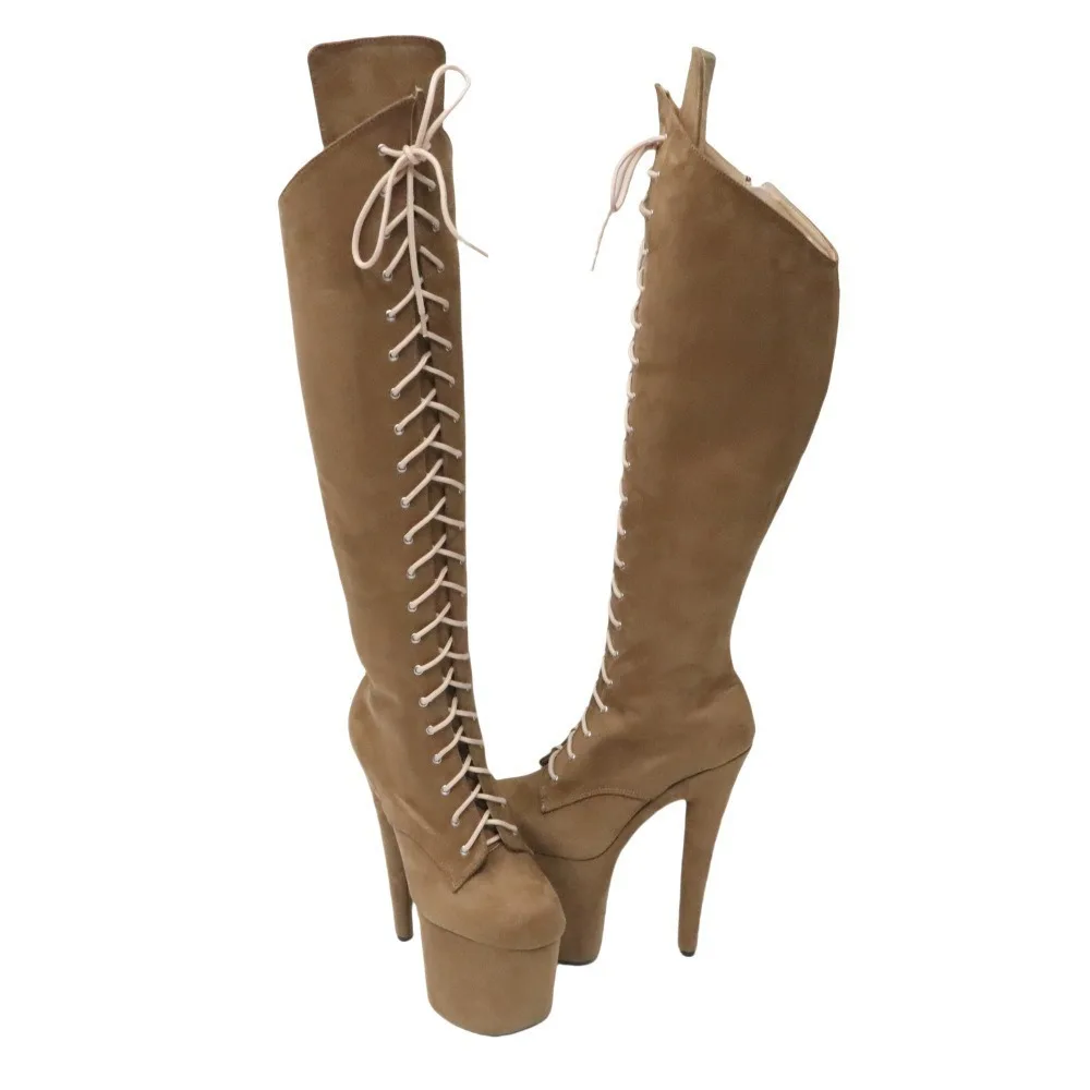 

New Fashion Over Knee Boots Stage Catwalk Show Ultra High Heels 20cm Suede Over The Knee Boots for Nightclub Winter Autumn