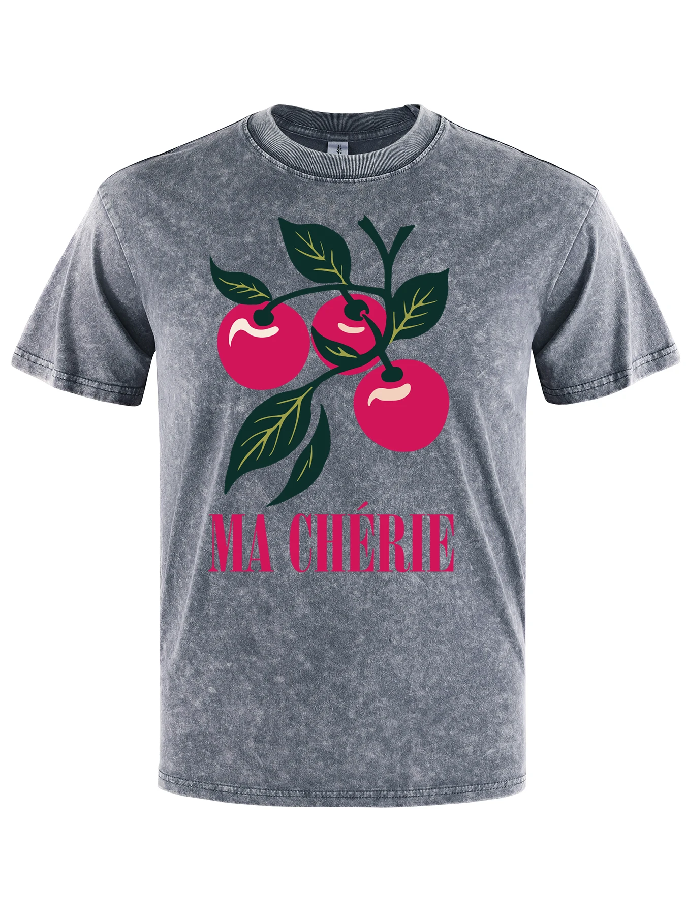 

Дизайнерская стираная футболка со свежими вишней и плотными листьями, мужская хлопковая мягкая футболка унисекс, повседневная футболка унисекс с коротким рукавом