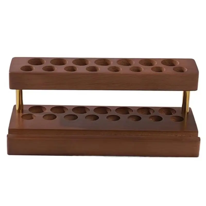 AEE2-Slots Walnut Pens Holder Toothbrush Holder Phone Stand Pen Tray Brush Display Case Storage Stand