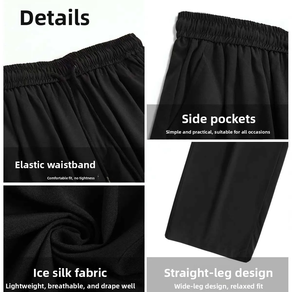 

Slim Fit Брюки из ледяного шелка Летние мужские модные повседневные спортивные брюки Faionable Ci Sle Длинная хлопково-льняная смесь с застежкой-молнией