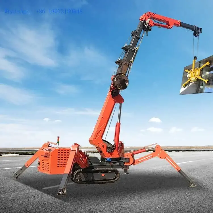 

Mini spider crane electric fly jib 1 ton 1.2 5 8 10 ton 3t 5t 20m CE construction farm crawler spider crane with man basket