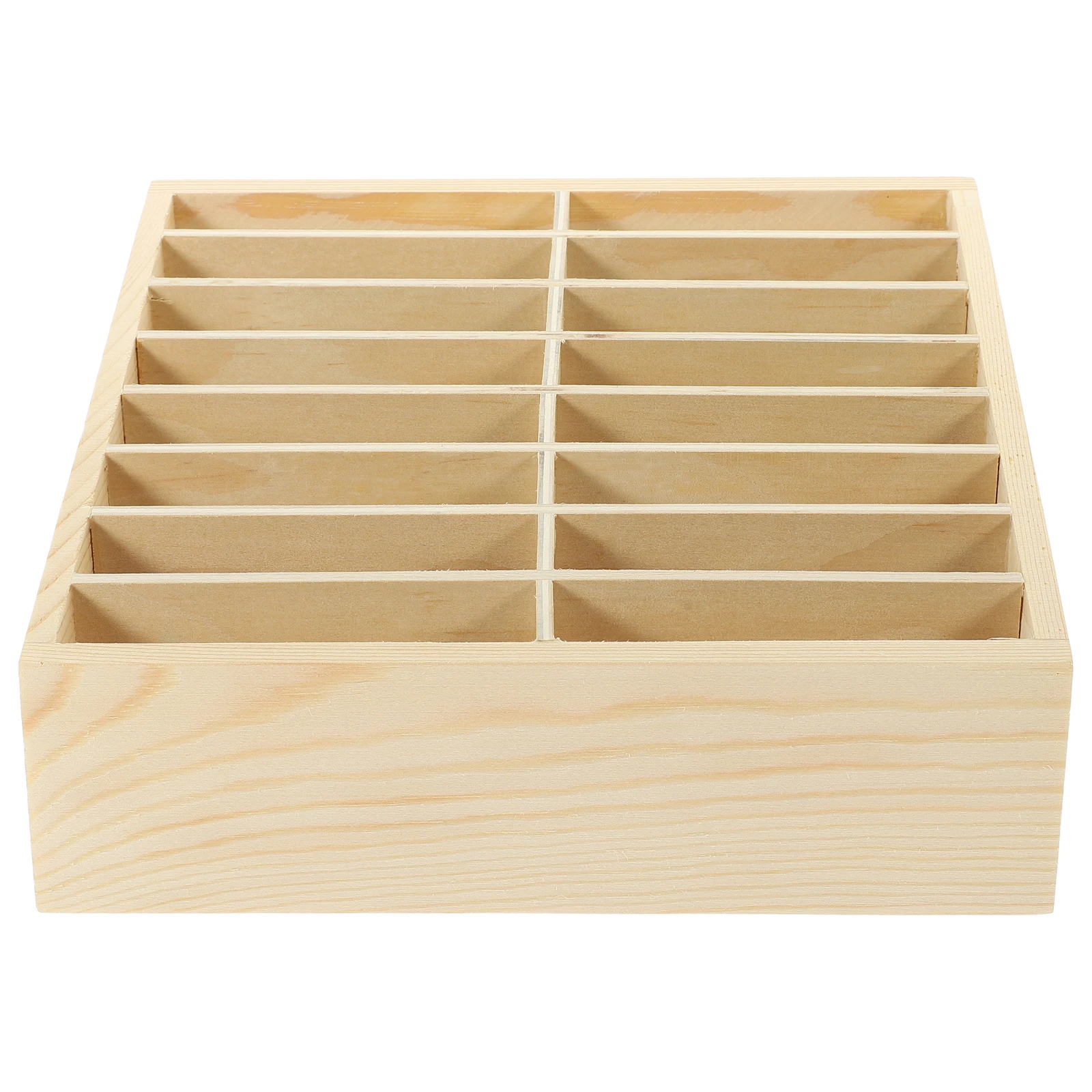 

Wooden Multi-Grid Storage Box Desktop Organizer for Office Classroom Cell Phone Holder Beige Mobile Display Case Tidy Desk