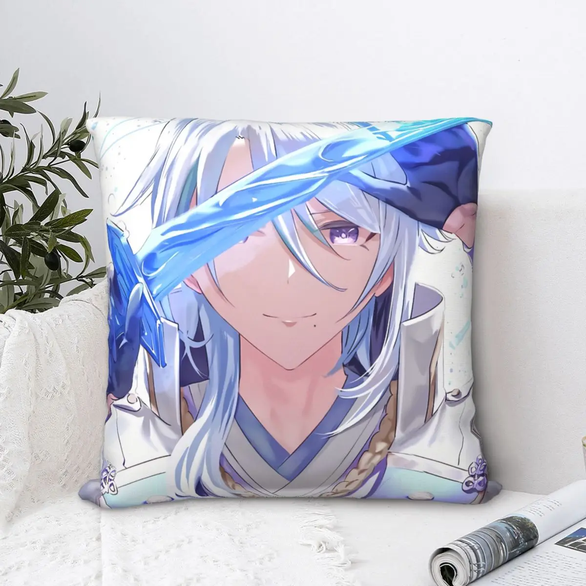 

Kamisato Ayato Pillowcase Genshin Impact Game Backpack Cushion For Livingroom DIY Printed Chair Throw Pillow Case Decorative