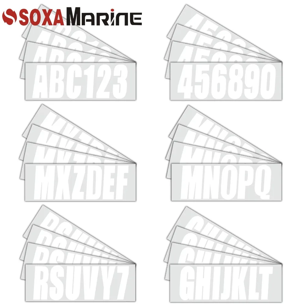 Custom Boat Registration Numbers Decals Letters Jet Ski Decal 4 Sets of A-Z and 0-9 - Letter Weatherproof