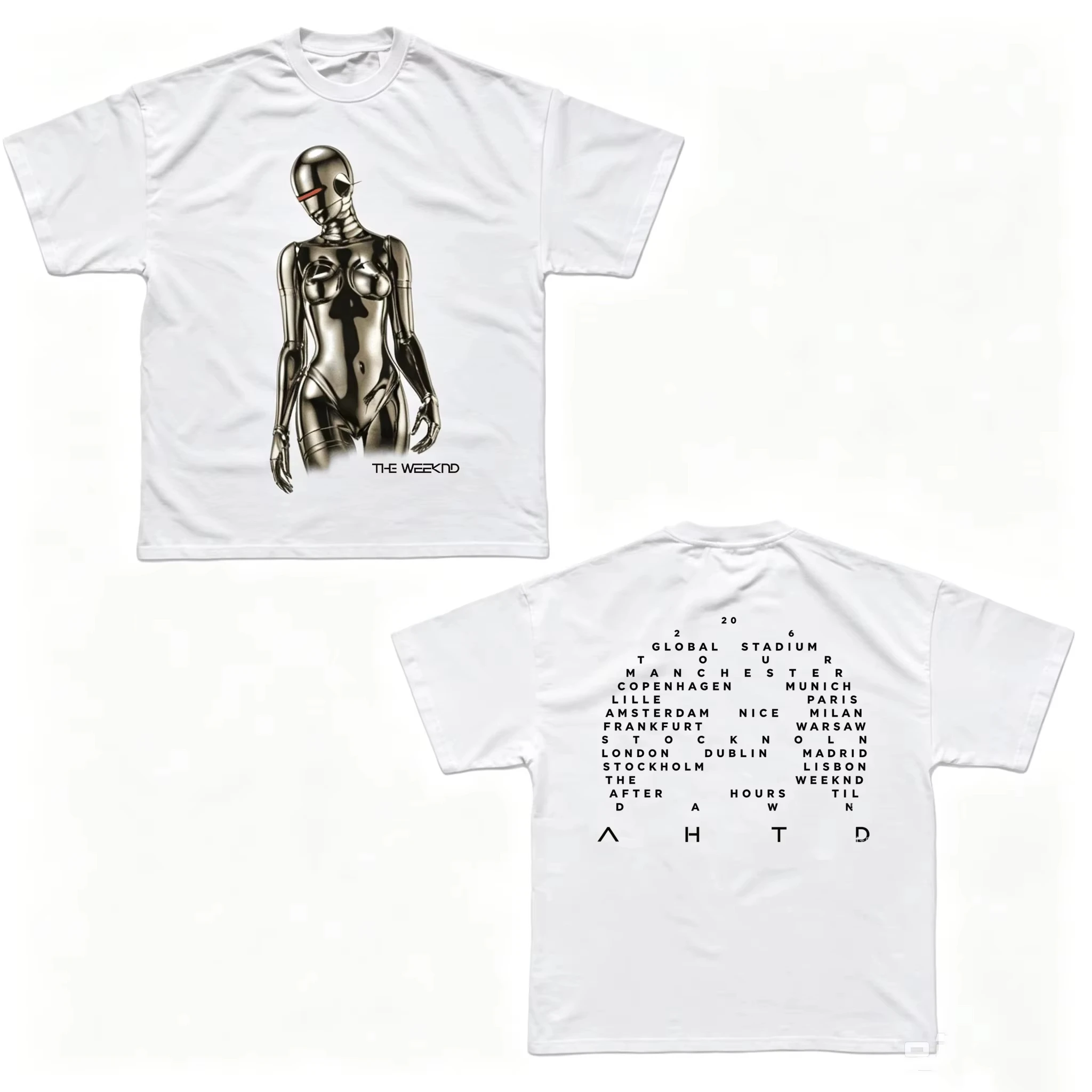T-Shirt Metal Robot Figure Graphic 2026 New Unisex His and Hers Retro Style Streetwear Vintage Music Tour Concert Fan Casual Tee