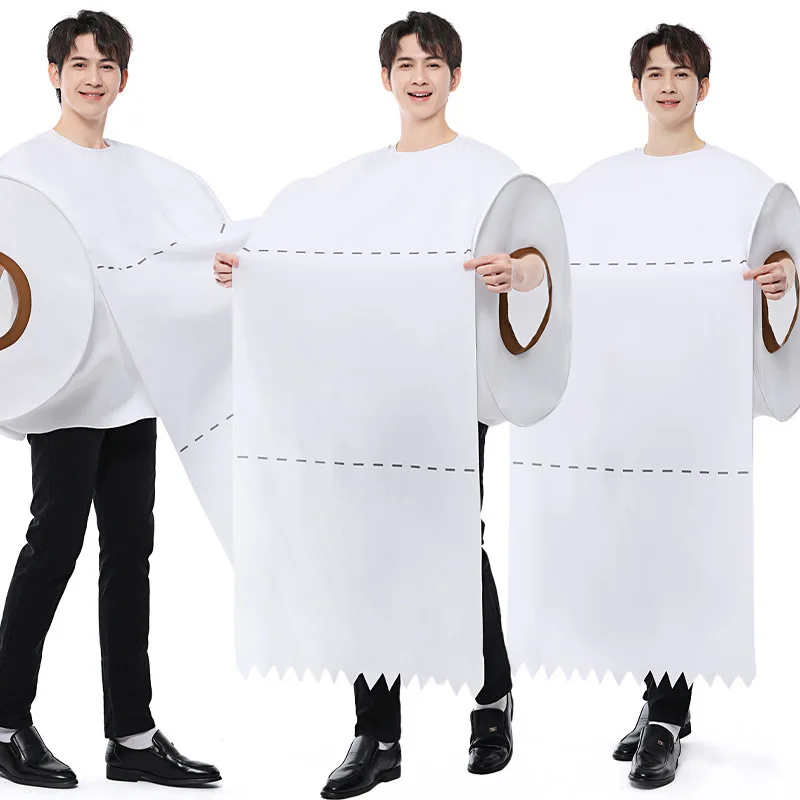 

Хэллоуин, новый забавный костюм из туалетной бумаги, мужская уха, гигиеническая бумага, розыгрыш, косплей, белое лицо, живопись, сценическое выступление