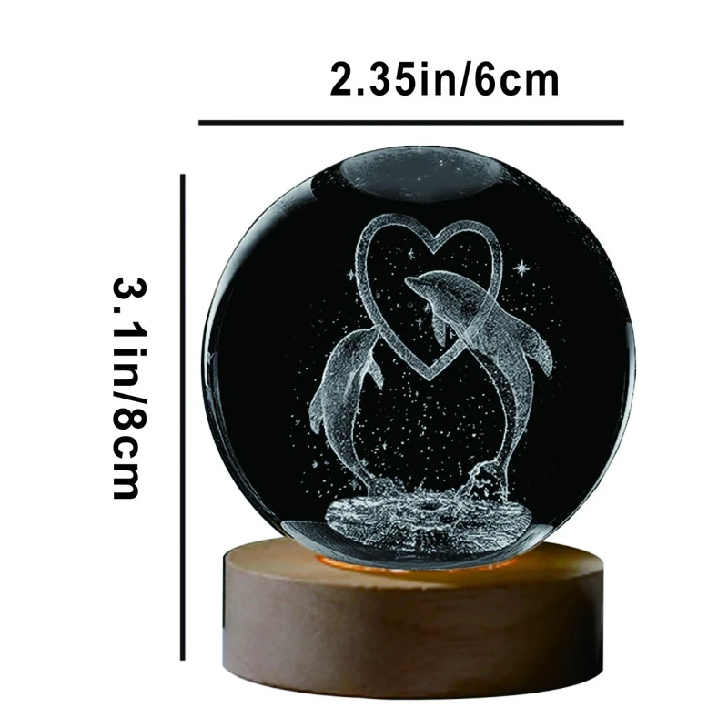 3D Dolphin Crystal Ball Color night light,Birthday girlfriend classmate wife children christmas Valentine\'s Day gift