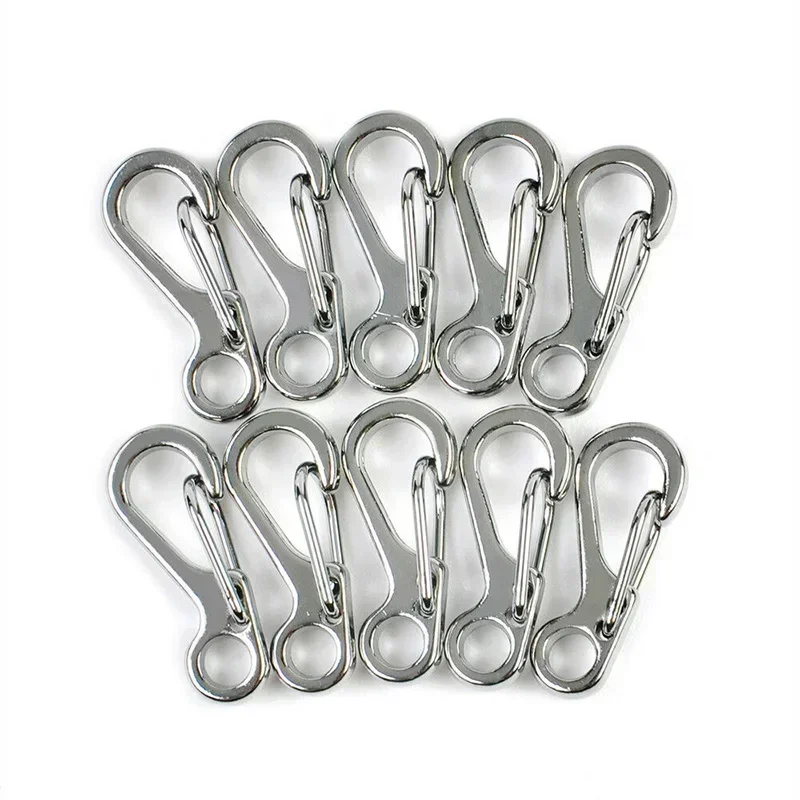 Stainless Steel Carabiner Key chain Buckle Traveling Lightweight 10Pcs Set Snap Spring Clip Hook Climbing Durable