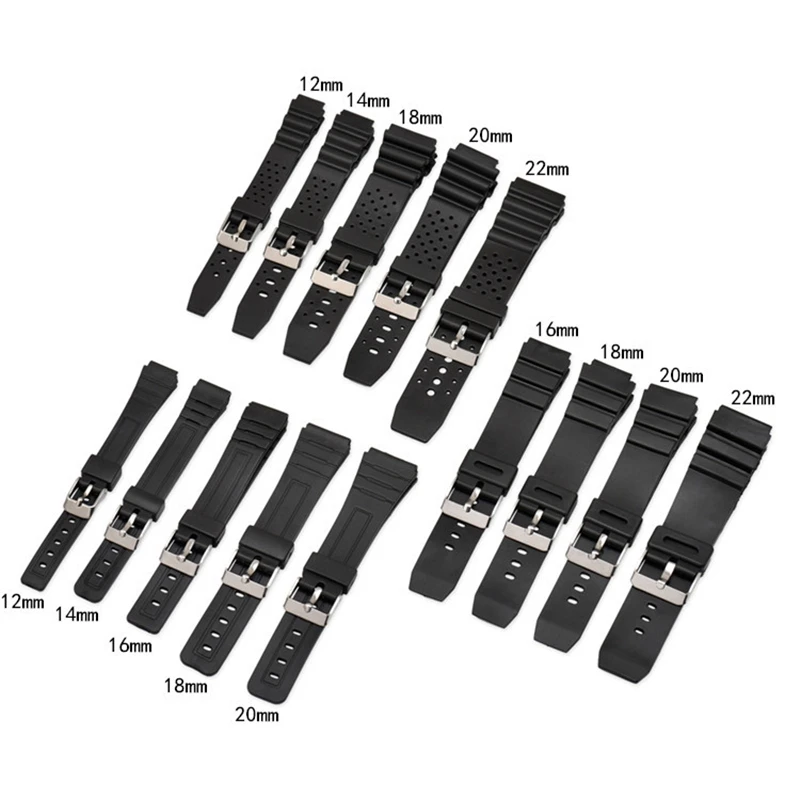 Harz-Uhrenarmband, 12 mm, 14 mm, 16 mm, 18 mm, 20 mm, 22 mm, Herren-Sport, wasserdichtes PVC-Armband, ersetzt Armband für Casio