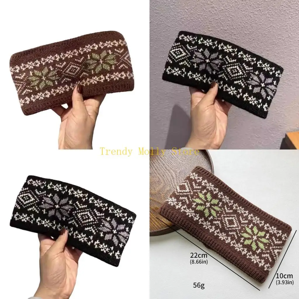 

N5KB Jacquard Knitted Hairband Elastic Headbands Styling Accessory Daily Wear Hair Tie