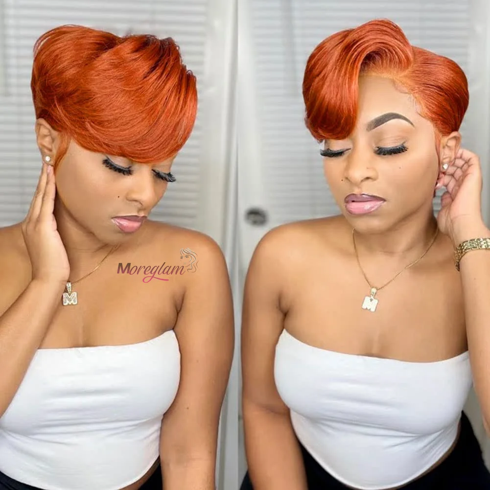 

Pixie Cut Wig Lace Human Hair Wigs For Women Straight Short Bob Wig 13x4 Lace Wig Ginger Orange Straight Bob Lace Frontal Wig