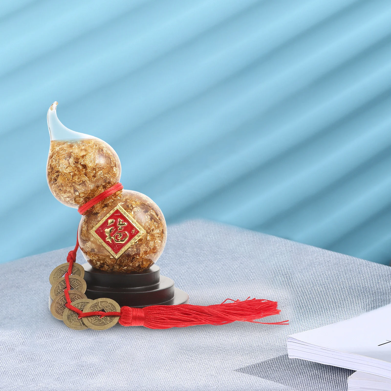 

1Set Decorative Gourd Household Feng Shui Adornment Wealth Craft Desktop Decor Creative Treasure Auspicious Gourd Statues