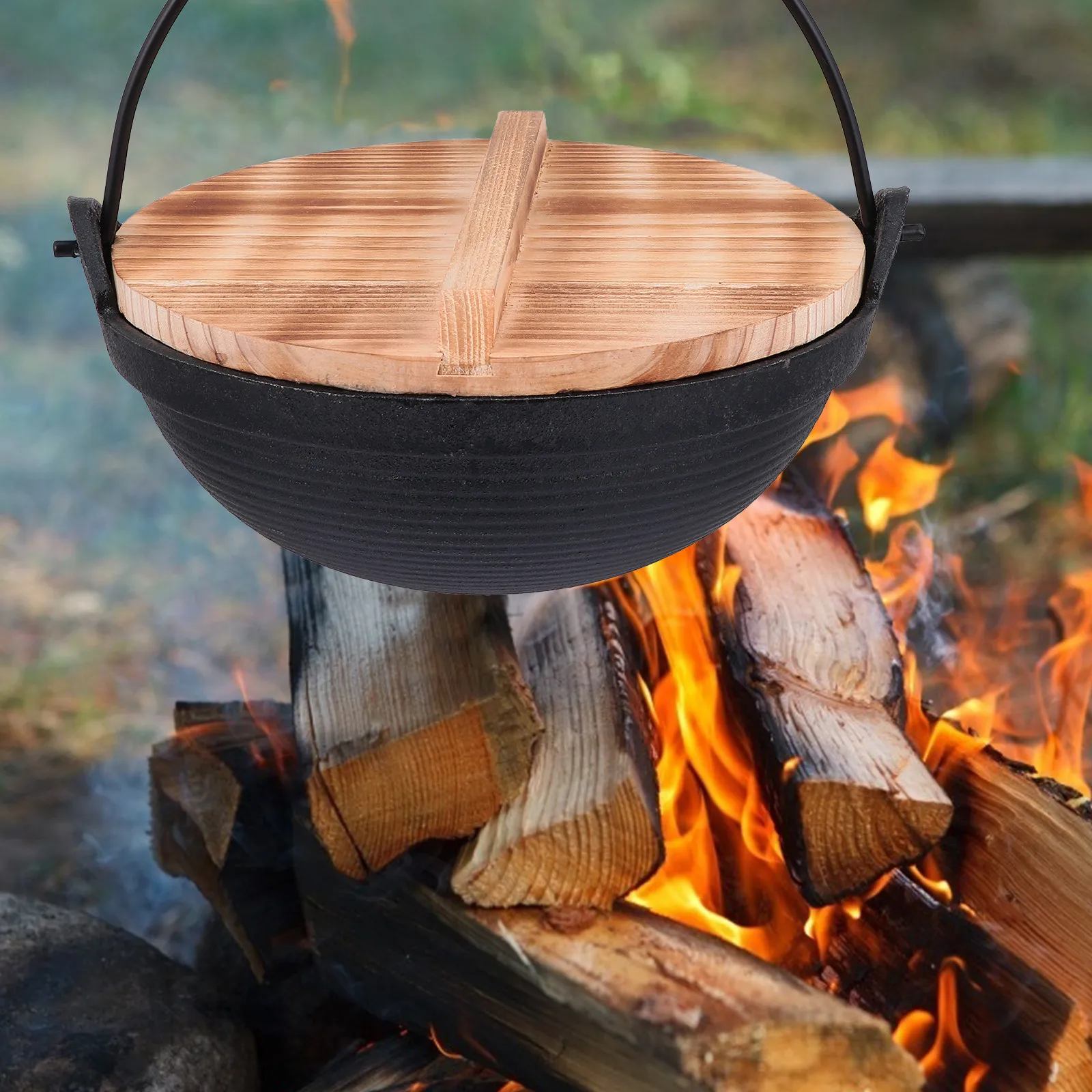 

Чугунная походная кастрюля для улицы, антипригарная, легкая, портативная, для кемпинга, походов, пикников, домашнего использования