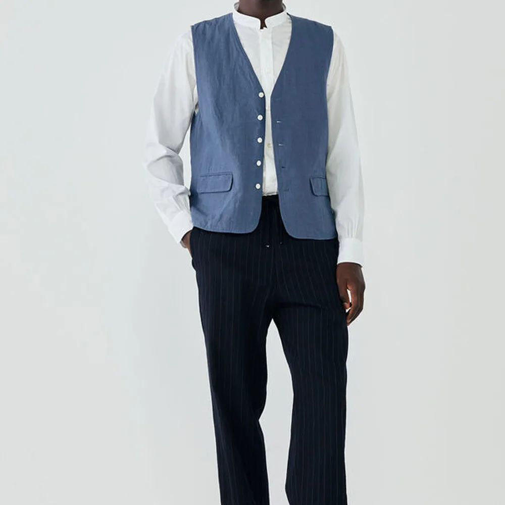 

Men's Vest Comfortable Single-breasted Lightweight Elegant Man Vest for Men's Suit Linen Fabric V-neck Casual Classic Sleeveless