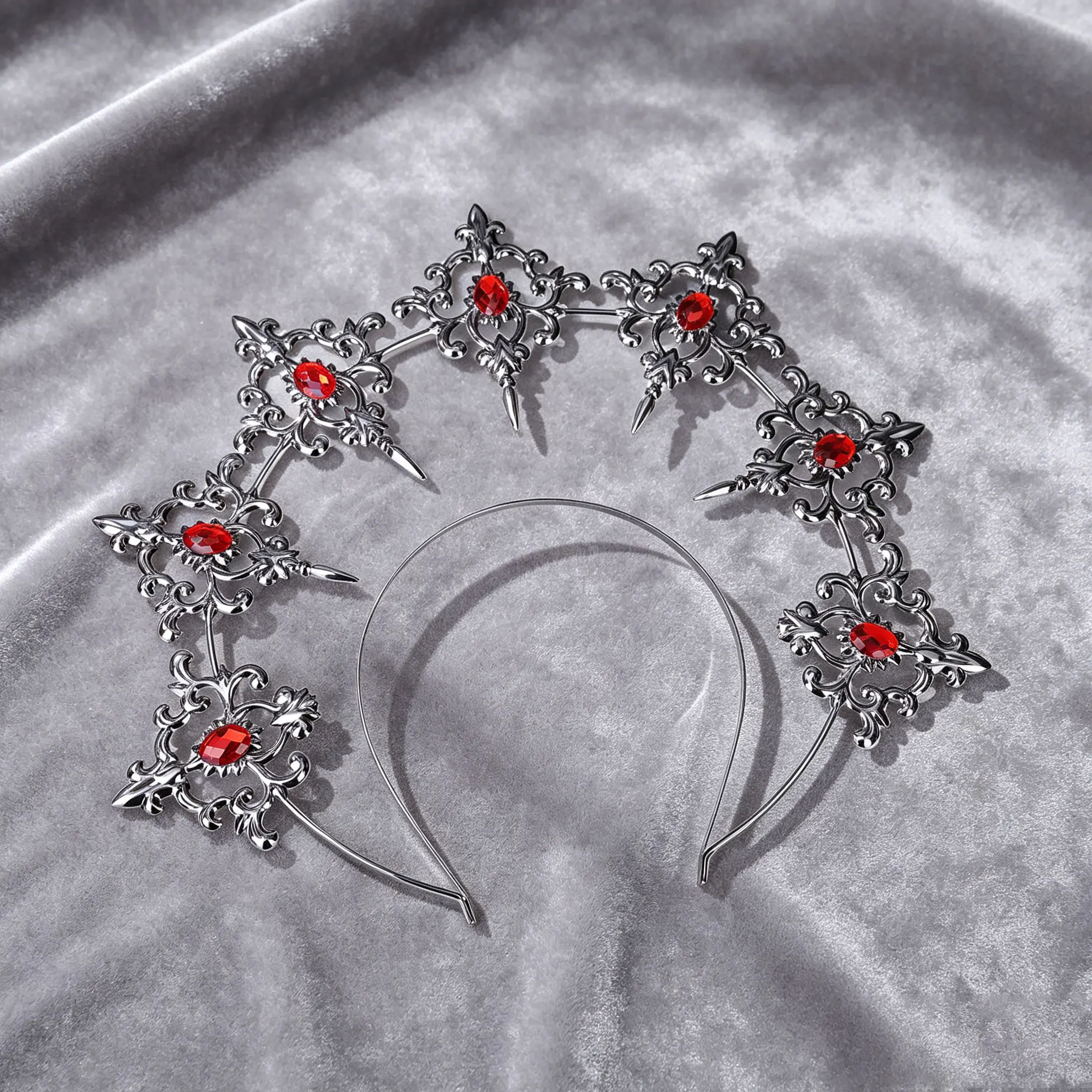 Gotische schwarze Kristall-Halo-Krone für Herren – Königlicher Kopfschmuck im Barock-Stil für Halloween-Cosplay – Detail 6