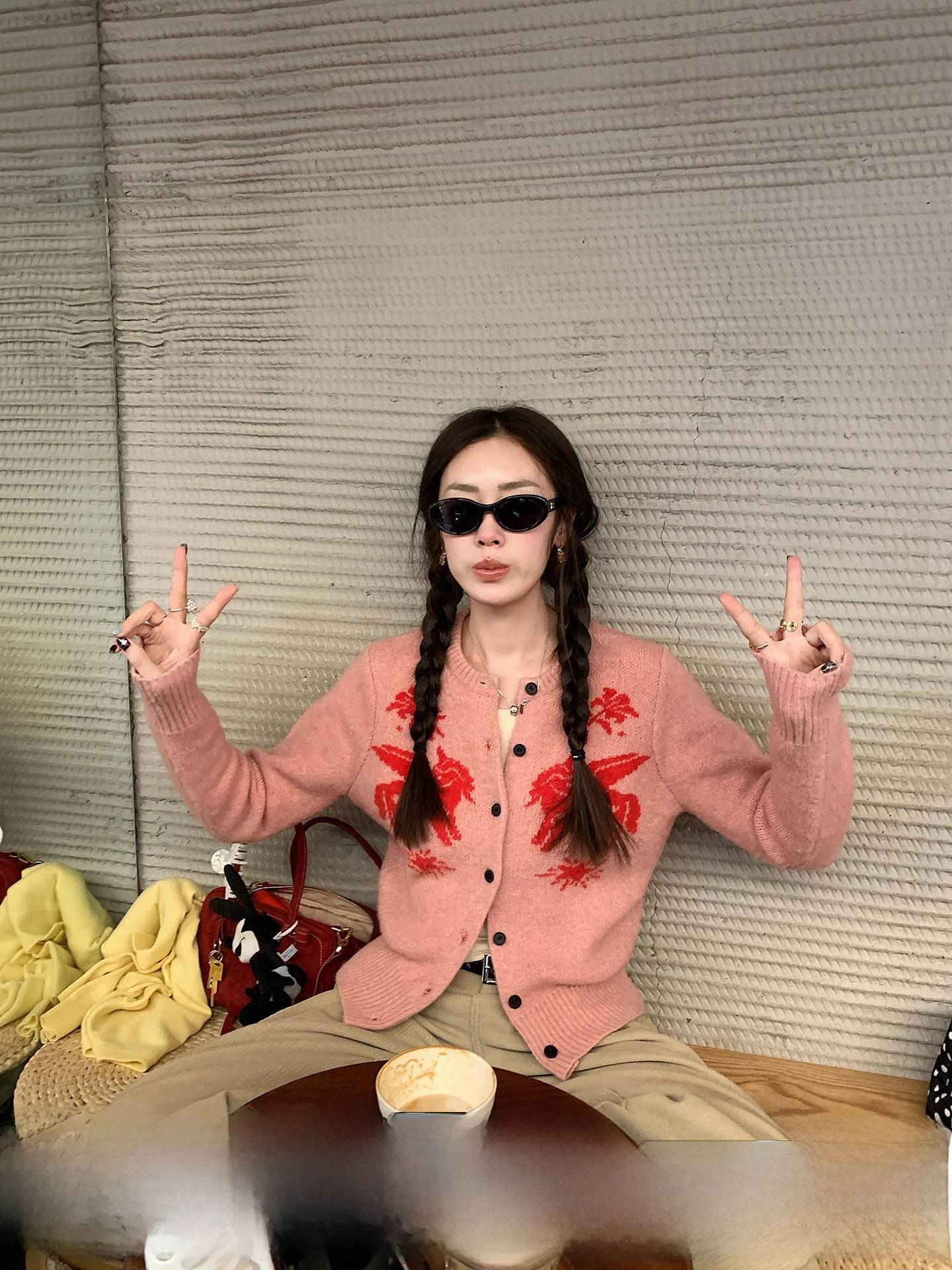 

Ретро-кардиган с мультяшным принтом Cisas, женский свободный свитер с круглым вырезом, верхняя одежда, удобный зимний модный свитер из смесовой шерсти