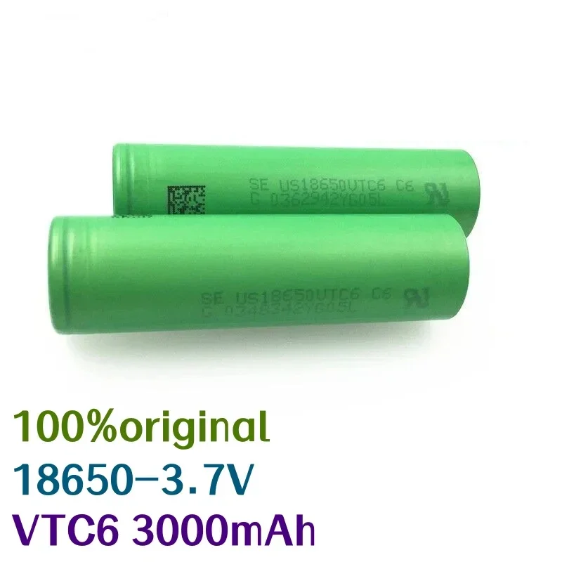 

Bateria Original para Lanterna Sony, Carregador USB, 3.7 V, 3000 mAh, 18650, VTC6, 30A Toys Tools, Novo