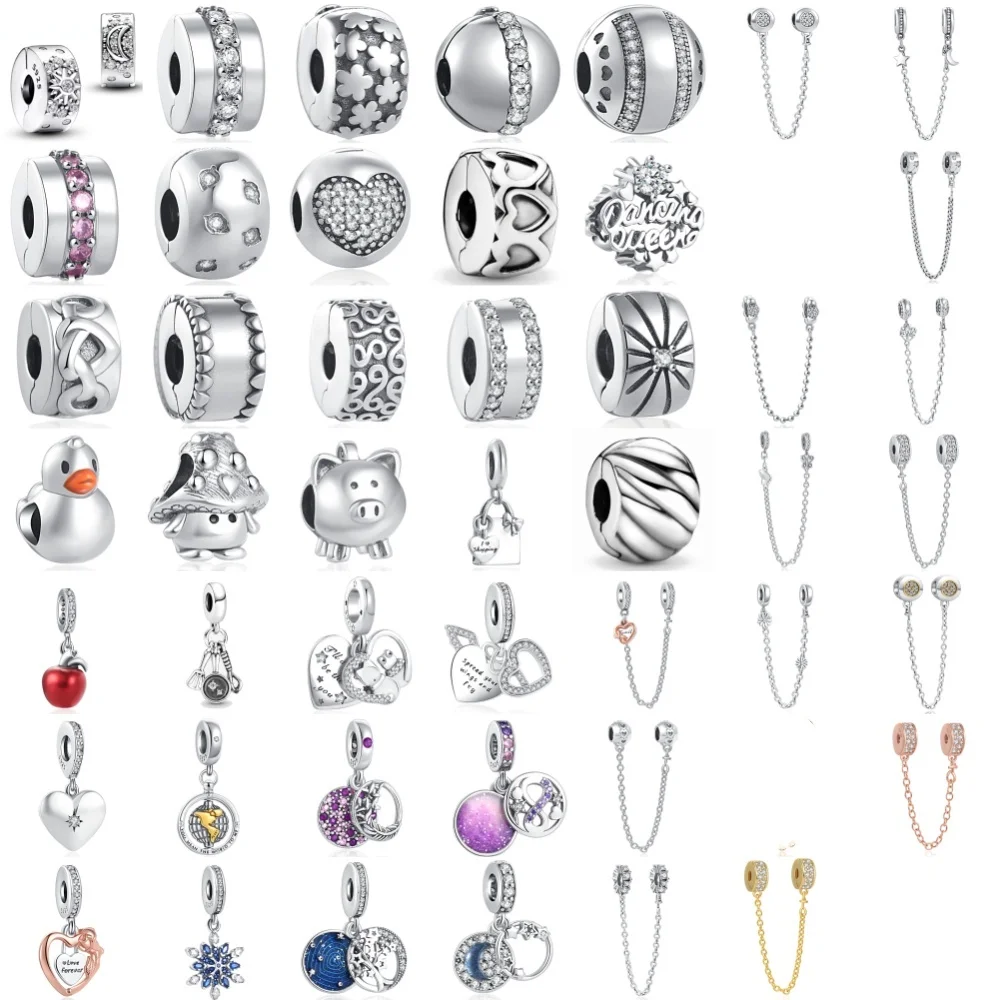 

Горячая новинка 2026: Изысканные ювелирные украшения из серебра 925 пробы – подвески в виде утки, свиньи, яблока, бусины, а также цепочки безопасности и оригинальные аксессуары для браслетов DIY