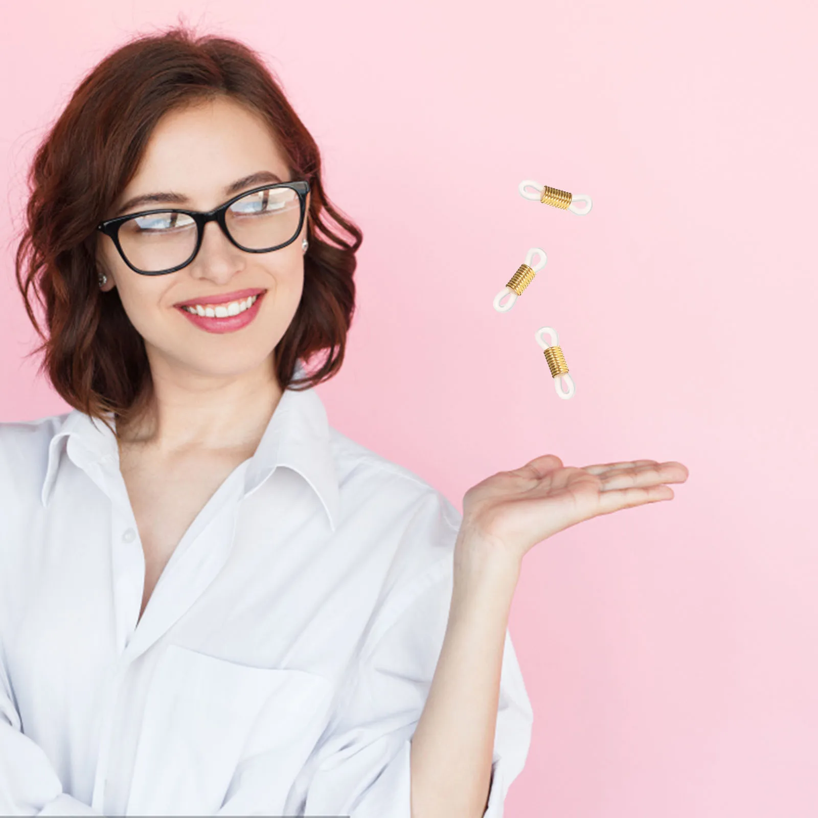 

50Pcs Eyeglass Chain Ends Silicone Metal Holder Connector for Glasses Accessories Lanyard Anti Loss Cord Retainer