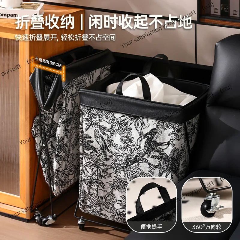 French medieval laundry  with wheels bathroom large capacity laundry basket foldable seam laundry basket