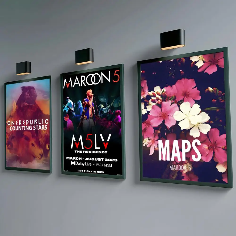 Band Maroon 5 Poster Self-adhesive Waterproof Paper Sticker Coffee House Bar Room Wall Decor