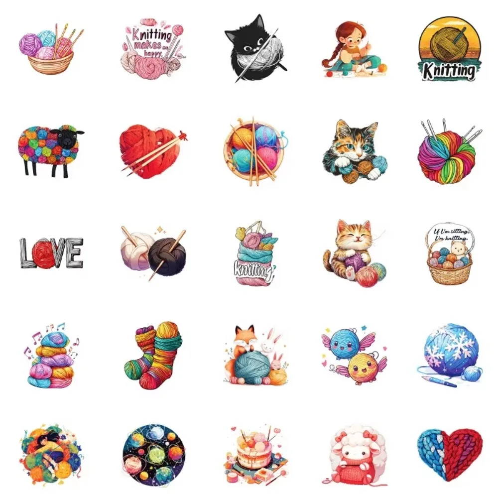 50 قطعة من ملصقات تزيين كروشيه إبرة القط المشاغب الإبداعية لحافظة الهاتف والكمبيوتر المحمول وخوذة لوح التزلج