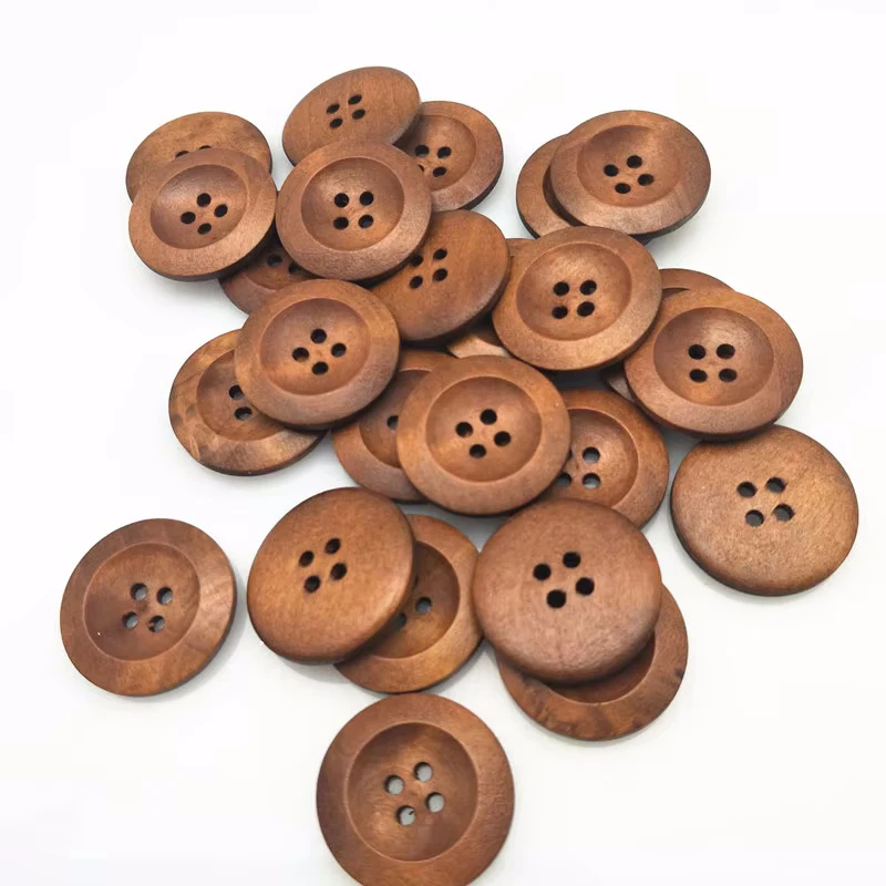20pcs 25mm Round Wooden Buttons 4 Holes DIY Apparel Sewing Decorative Buttons Scrapbooking Buttons for Clothing 7NK245-4 view 5